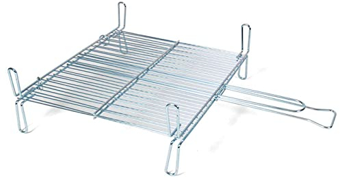 Griglia doppia per barbecue da 45 x 45 cm, portatile, realizzata in acciaio inox, carne, pesce, verdure, arrosto