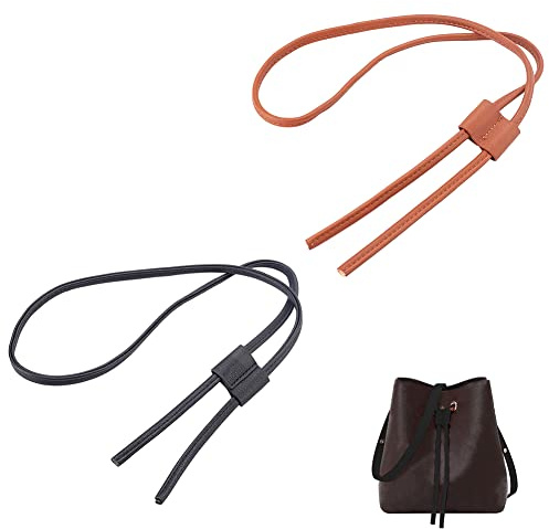 WADORN 2pcs 2colori pelle PU coulisse per borsa a secchiello, 100cm staccabile in pelle cordino scorrevole cordino custode cinghia della borsa regolare coulisse grappoli accessori per borsa a tracolla