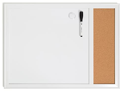 U Brands Lavagna combinata cancellabile a secco con cornice minimale Deco per ufficio, include pennarello e magnete, 43,2 x 58,4 cm