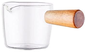 Salsera Mini vidrio leche taza crema jarra pequeña vidrio café luchador lanza espresso copa vinagre salsa vidrio salsa de vidrio con mango de madera Salsera de aderezo para ensaladas ( Color : 50ml )