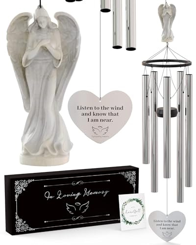 Angel Memorial Wind Chimes for Loss of Loved One - 34 Large Sympathy Wind Chimes, Memorial Gifts for Loss of Loved One Mother Father Husband Bereavement Chimes for Outside Deep Tone