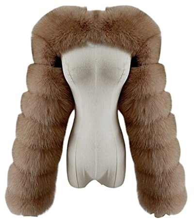 Vickstco Fluffy Faux Fur Women's Scarlf Stole Shawl Shrug Wraps Mini Jacket Cover Up Outwear Tops with Sleeves