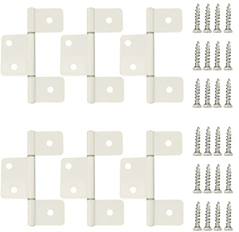 Three Leaf Non-Mortised Hinge for Mobile Home & RV Interior 6 Packa White Door Hinges with Screws