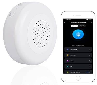YSRSAI Tuya ZigBee und BLE Multimode Smart Home Gateway WiFi Hub, in Zusammenarbeit, Sprachsteuerung über Alexa Google Home, mit Wecker, Nachtlicht und Sicherheitsalarmfunktionen