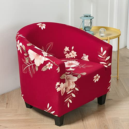 Morbuy Sesselhussen 1 Sitz, Stretch Sesselbezug Universal Sesselschoner Elastisch Sesselüberwurf Sofahusse mit Armlehnen für Clubsessel Loungesessel Cocktailsessel (Rosa Blüten)