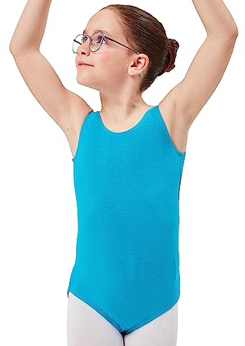tanzmuster ® Ballettanzug Mädchen ärmellos - Lissy - (Größe 92-170) aus Baumwolle, Ballettbody Kinder Ballett Trikot