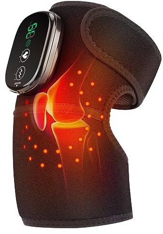Heated Knee Massager with Red Light, Cordless Red Light Heated Knee Warp with Vibration, 3 Modes Heated Knee Support,Heated Knee Pad for Shoulder Elbow Knee, 1 Pack, Black