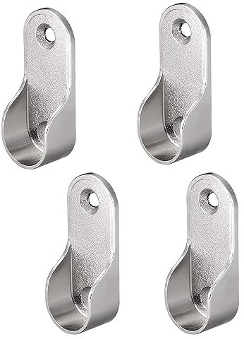 TOP-VIGOR 16mm Dia Oval Closet Rod End Supports, Zinc Alloy 4Pcs Wardrobe Rail Bracket, Hanging Rail Rod Fittings Wardrobe Flange Bracket Holder