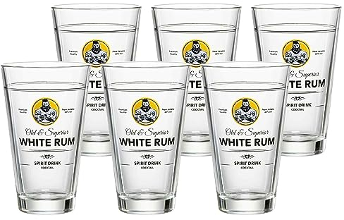 Ritzenhoff & Breker Spirits White Rum Becher 6er Set, 330 ml, Longdrinkgläser mit Spirituosen-Druck, Klassische Trinkgläser, Spülmaschinengeeignet