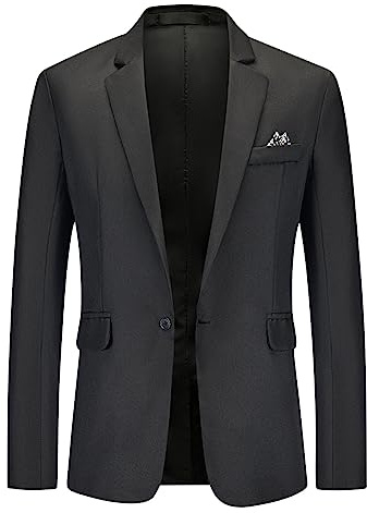 AMhomely Jacket Men Blazer Jackets Smart Casual Solid Casual Suit Jacket Single Breasted Slim Fit Suit Long Sleeve Outwear & Jackets Office Work Black L