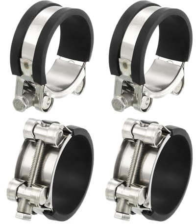 sourcing map 4Pcs T-Bolt Hose Clamp Working Range 48-51mm Rubber Cushioned Intake Intercooler Clamps Adjustable Tube Clamps for Tubes Pipes