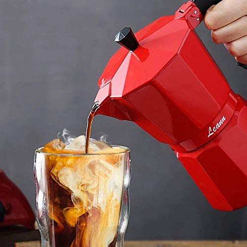 HWSY Coffee Moka Pot Coffee Maker Aluminum Mocha Percolator Pot Coffee Maker Coffe Filter Percolator Kitchen Tools,Red 300ml (Black 150ml) Interesting