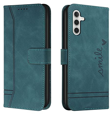 Trugox Handyhülle für Samsung Galaxy A15 4G 5G Hülle Klappbar Klapphülle mit Kartenfach Handytasche Handy Schutzhülle Tasche Leder Wallet Flip Case Slim Book Cover - Blaugrün