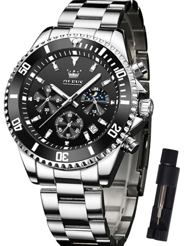 OLEVS Edelstahl Uhren Herren Wasserdicht Leuchtende Modern Großes Herrenuhren Metallarmband Analog Kleid Armbanduhr Herren mit Datumsanzeige