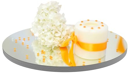 6 Stück 20cm Acryl Spiegelplatte Rund, Runden Spiegel Kerze Teller Set, Selbstkleber Spiegel Wanddekoration Kleine Wandspiegel Acryl Spiegel Wandaufkleber für Badezimmer Küche Wohnzimmer (Silbrig)