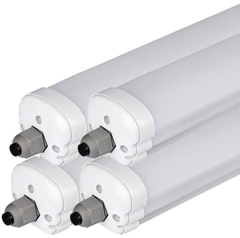 LED Wannenleuchte Feuchtraumleuchte Garagenleuchte Hallenlampe Deckenlampe, Kunststoff weiß, strahlwassergeschützt, 36W 4320lm 4000K neutralweiß, L 120 cm, 4er Set