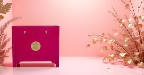 Fine Asianliving Armario Chino Fuchsia Royale - Orientique Colección An90xP40xAl80cm Armario Chino Mueble de TV Chino Armario de Boda Aparador Cómodas Chinas orientales