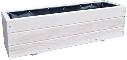 FKL DESIGN Home Deco Schmaler Blumenkasten Holz 60 cm – Pflanzkasten Balkon & Fensterbank, Pflanzkübel Wetterfest, Kräuterbeet Lang (D6 Weiß)
