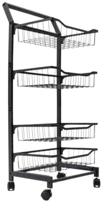 SDA287MZ Servierwagen Doppelte Armlehne mit Rad, mehrschichtiges Lagerregal, Snack-Lagerregal, Kleiner Wagen, bewegliches Lagerregal, Bodenregal for Küche und Schlafzimmer Barwagen