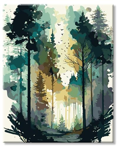 77iiAii Malen Nach Zahlen Erwachsene Landschaft, DIY Handgemalt Ölgemälde set Knitterfreie Leinwand Bilder für Anfänger und Erwachsene, Mit Acrylfarbe und 3-Pinseln 40 X 50cm