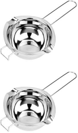 TOPBATHY 2 Pièces fondoirs de chocolat bols de chocolat fondu creuset pour le chocolat fondue d'échecs casserole au bain-marie poêle double casserole double fonte de chocolat Silver