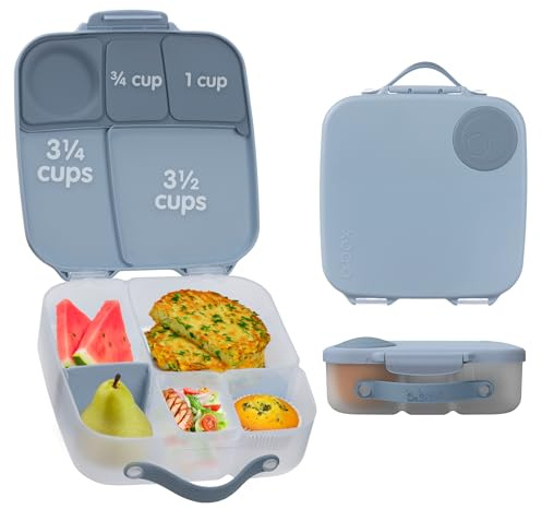 b.box Lunchbox | Large Bento Box with 4 Compartments (2 Leakproof), Removable Divider, Gel Cold Pack | Ideal for School | from 3+ | 2L Capacity