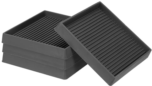 PATIKIL 4x4 Square Rubber Furniture Pads, 4 Pack Non Slip Caster Cups Anti Skid Floor Protectors for Furniture Feet Bed Couch Chair Table Stopper, Black