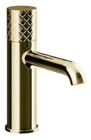 Gessi Habito - Miscelatore monopulsante per lavabo, con beccuccio, senza scarico, 131 mm, INTRECCIO 70102, colore: ottone PVD
