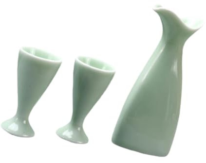 Cabilock Zarte Weinflasche Weingläser Zarte Weintasse Sake Weinbehälter Japanische Sake Tassen Ochoko Tassen Keramik Tee e Grüne Flasche e Blaue i