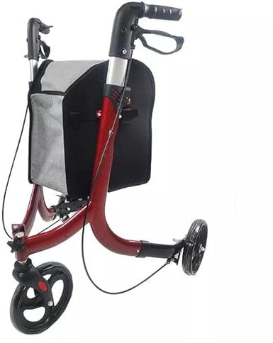 Andador con Ruedas de Tres Ruedas para Personas Mayores, liviano, Andador con Ruedas de pie, Andador con Ruedas Plegable y Duradero para Personas Mayores, Andador de 3 Ruedas, Andador con Bolsa de