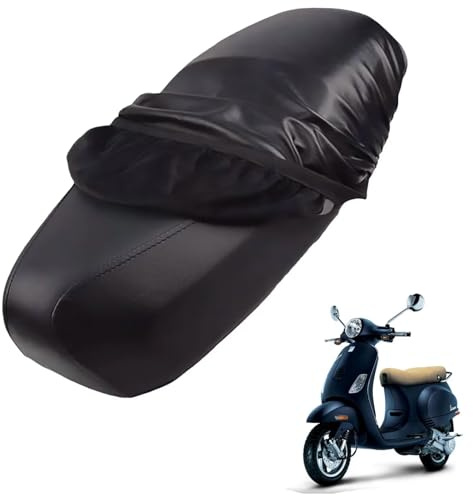 genérico Cuero Funda Asiento Moto Compatible con Vespa LX 50 2008-2014, Funda para Asiento Moto, Impermeable, Negro