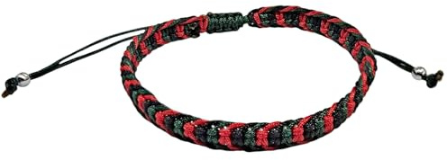 MYSTIC JEWELS - Justerbart Macrame flätat armband, handgjort, skydd och lyckaamulett, 3 färgdesign, vävt snöre, Talla única, Polyester, Ingen ädelsten