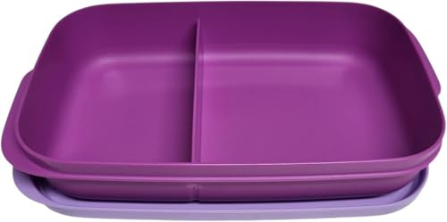 Tupperware to Go Lunchbox Clevere Pause 590ml mit Trennwand Eco+ Schule abgeteilt Brotdose mit Abteilung Twin Sandwichbox violett lila 590 ml