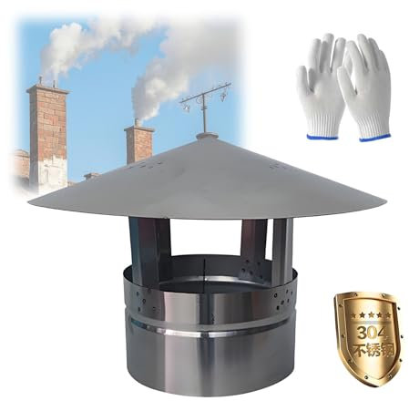 Rund Regenschutzabdeckung, Kaminabdeckung Aus Edelstahl 304 Mit Handschuh, Kamin-Abschluss Entlüftungshaube Regenhut, Für Kamin Und Ofen, Dicke 0.5 Mm(12 cm-4.72 in)