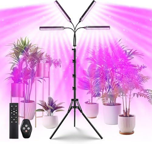 Zoelele Lampada LED per Piante a Spettro Completo 128 LED con Supporto e Timer, 7 Colori & 10 Livelli di Luminosità – Grow Light per Piante da Interno, Piantine, Erbe e Fioriere