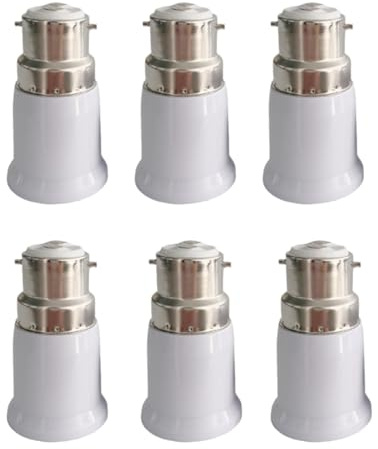 COZERI 6PCS B22 to E27 Bayonet to Screw Light Bulb Adaptor - Lamp Bulb Holder Screw Fit to Bayonet Fitting Socket Converter Adapter, BC to ES Lamp Base Converter for Incandescent, LED, CFL