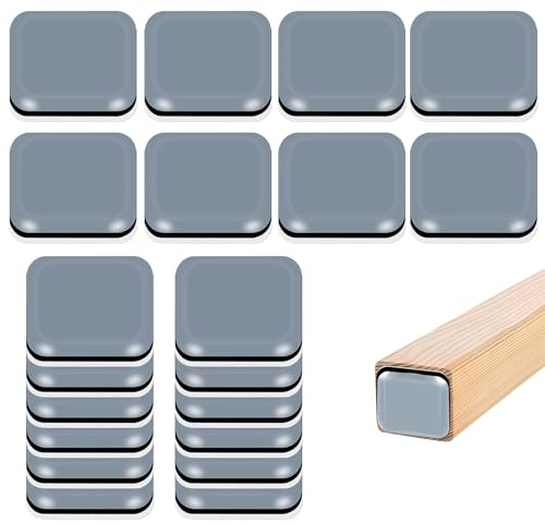 20 Stück Möbelgleiter Teflon Selbstklebend(Quadrat), 25x25mm Möbelschieber | PTFE Selbstklebende Teppichgleiter Möbel für Parkett Laminat | Leises Gleiten | Kratzschutz für Stühle Sofa Schwerlastmöbel
