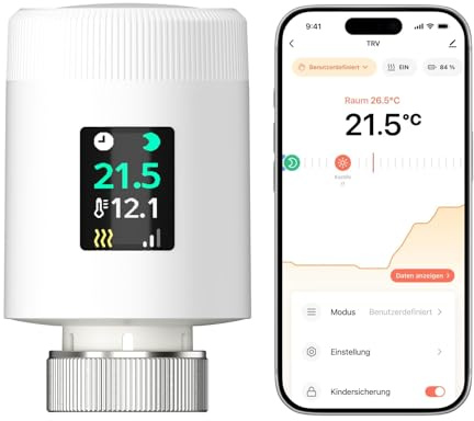 EZAIoT WLAN Heizkörperthermostat TRV901W – Smart Heizungsthermostat mit App & Alexa, Thermostat Heizung ohne Gateway, kompatibel mit Google Home