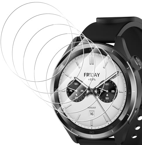 Simpeak 5 Pezzi Pellicola Protettiva Compatibile con Xiaomi Watch S4 47mm/ S3, Pellicola Protettiva in Vetro Temperato HD 9H Ultra-Sottile Antigraffio