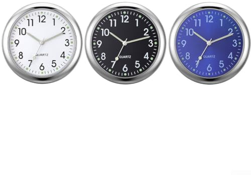 Lot de 3 horloges de tableau de bord avec aiguilles lumineuses pour une visibilité nocturne, mouvement à quartz, corps en alliage, adaptées pour les applications automobiles et marines