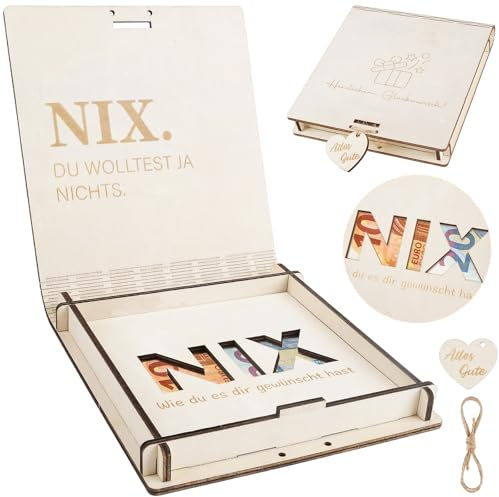 I LOVE MOM NIX Geldgeschenk Geburtstag Holz, Lustige Geldgeschenkebox Holz, Deko Geburtstag Frauen Männer für Geschenke, Hochzeiten, Partys, Geburtstage, Tischdek