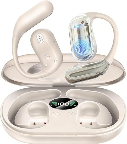 Boytond Bone Conduction Open Ear Wireless Headphones with Voice Call, Waterproof Fitness Earbuds, Snug Fit for Small Ears, Deep Bass Sweat Resistant Headset for Running