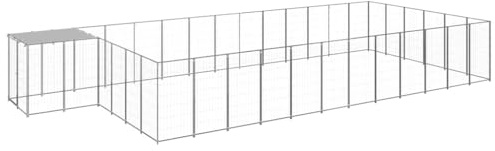 Welpenlaufstall Gehege für Kleintiere,Hundezwinger Silbern 22,99 m² Stahl für Kleine, und Mittlere Hunde