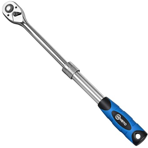 HOYETO 1/2 Telescopic Ratchet Wrench 72T, 6-Pos Extendable for Auto Repair
