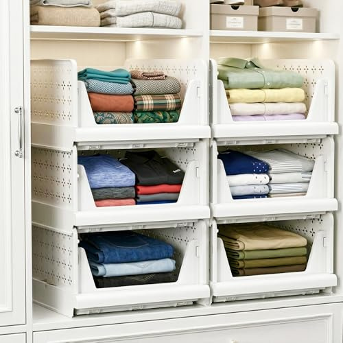 Unique Impression 6 Pack Wardrobe Storage Organiser - Storage Boxes for Clothing Organiser - drawers for inside wardrobe - Stackable Drawers - Closet/Cupboard Shelves for Kitchen,Bedroom