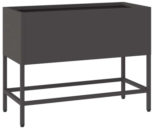 XHNIFBN Hochbeet Schwarz 60 x 26 x 45 cm Metall Pflanzkasten modernes Design UV-beständige Stahlrahmen Kübel für Balkon Terrasse Garten