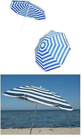 Parasol de Parasol de Plage Jardin de Ø180cm en Bleu Blanc
