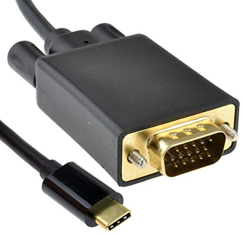 USB 3.1 Type C vers 15 Broches VGA Fiche 1080p 60Hz Adaptateur câble Noir 1 m [1 mètre/1m]