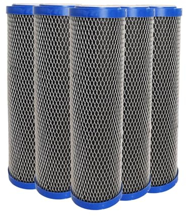 Lot de 5 Cartouches 2 en 1 Filtre à Eau 9 pouces 3/4 - Anti sédiments + Charbon actif 5 microns Filtre à Impuretés Fabriqué en France