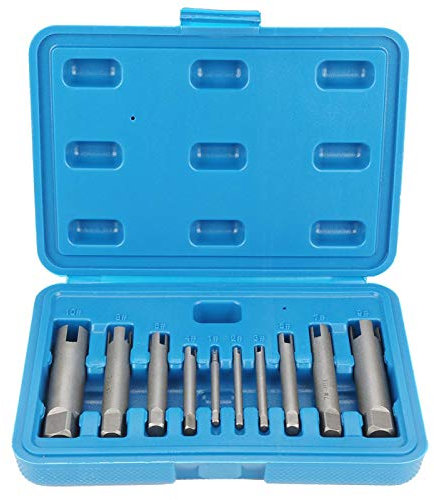EVTSCAN dernier extracteur de taraud 3/4 flûte extracteur de vis à tête cassée ensemble d'extracteur de taraud dépouillé acier 3 types(ten-piece set)